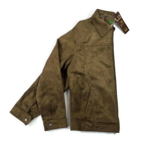 A Collezioni Brown Faux Suede Fully Lined Zip Front Jacket Mens XXL NWT - Picture 12 of 14